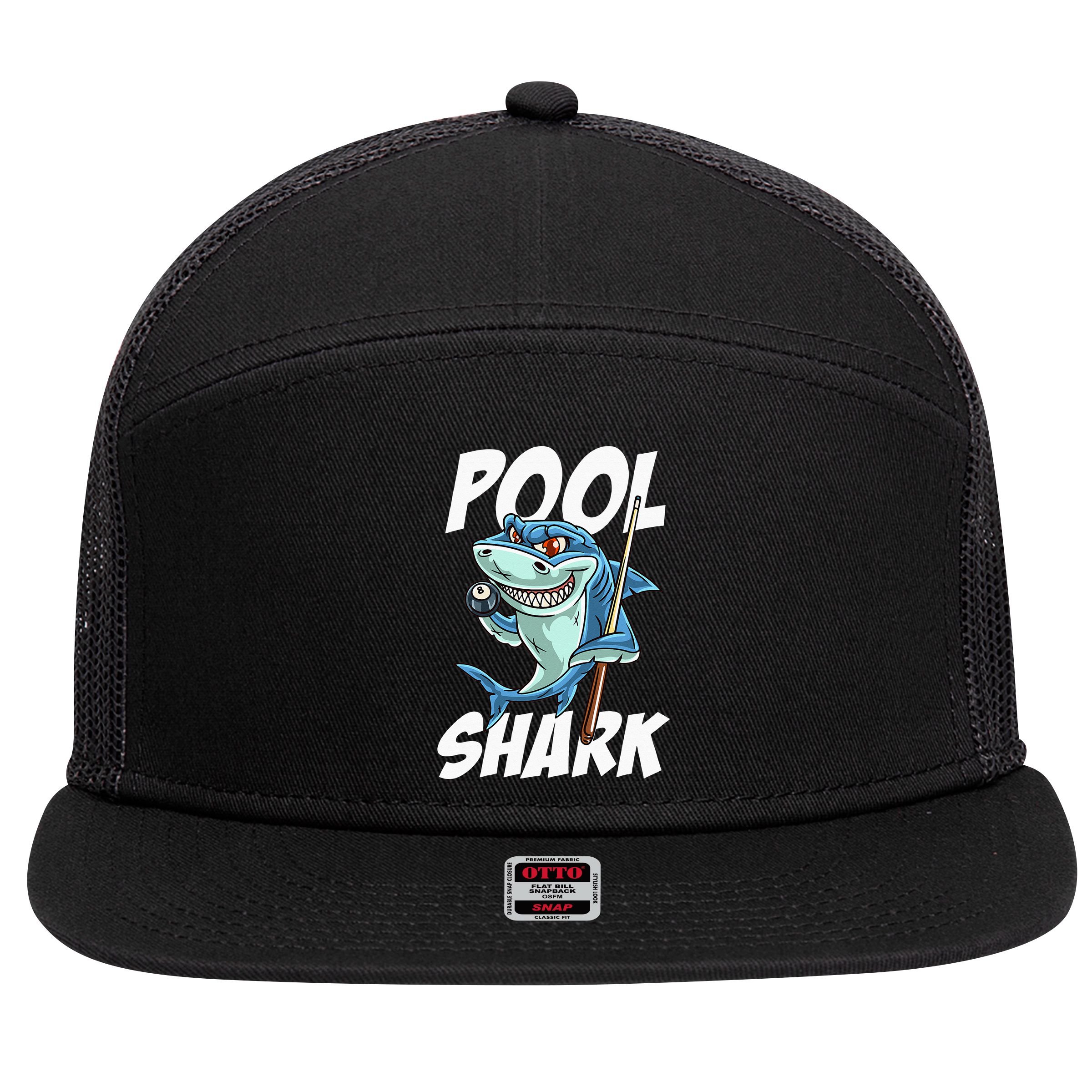 Funny Billiards Pool Shark Snooker Hall Joke Billiard 7 Panel Mesh Trucker Snapback Hat