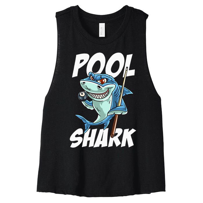 Funny Billiards Pool Shark Snooker Hall Joke Billiard Women's Racerback Cropped Tank