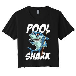 Funny Billiards Pool Shark Snooker Hall Joke Billiard Women's Crop Top Tee