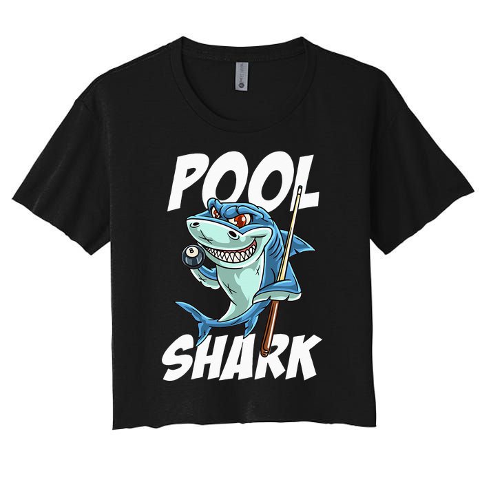 Funny Billiards Pool Shark Snooker Hall Joke Billiard Women's Crop Top Tee