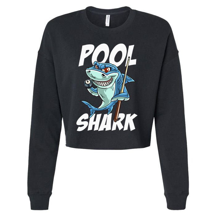 Funny Billiards Pool Shark Snooker Hall Joke Billiard Cropped Pullover Crew