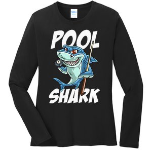 Funny Billiards Pool Shark Snooker Hall Joke Billiard Ladies Long Sleeve Shirt