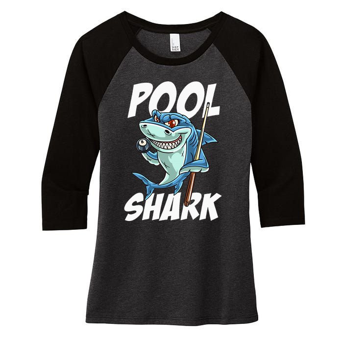 Funny Billiards Pool Shark Snooker Hall Joke Billiard Women's Tri-Blend 3/4-Sleeve Raglan Shirt