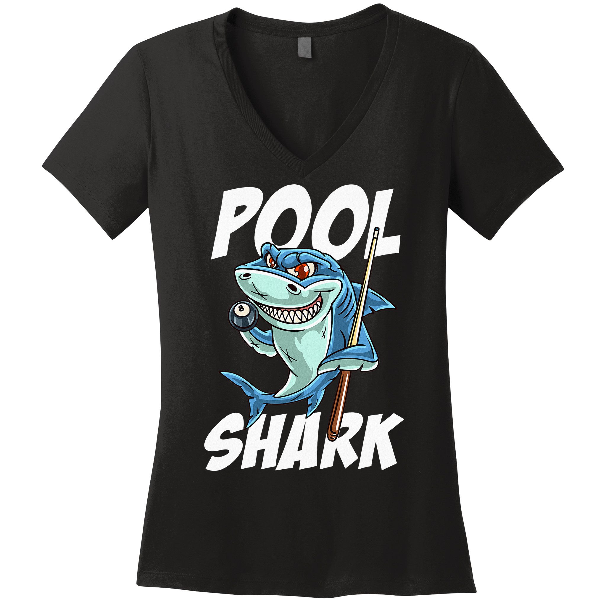Funny Billiards Pool Shark Snooker Hall Joke Billiard Women's V-Neck T-Shirt