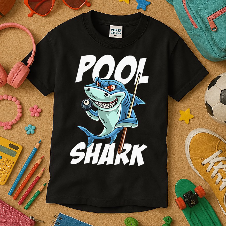 Funny Billiards Pool Shark Snooker Hall Joke Billiard Kids T-Shirt