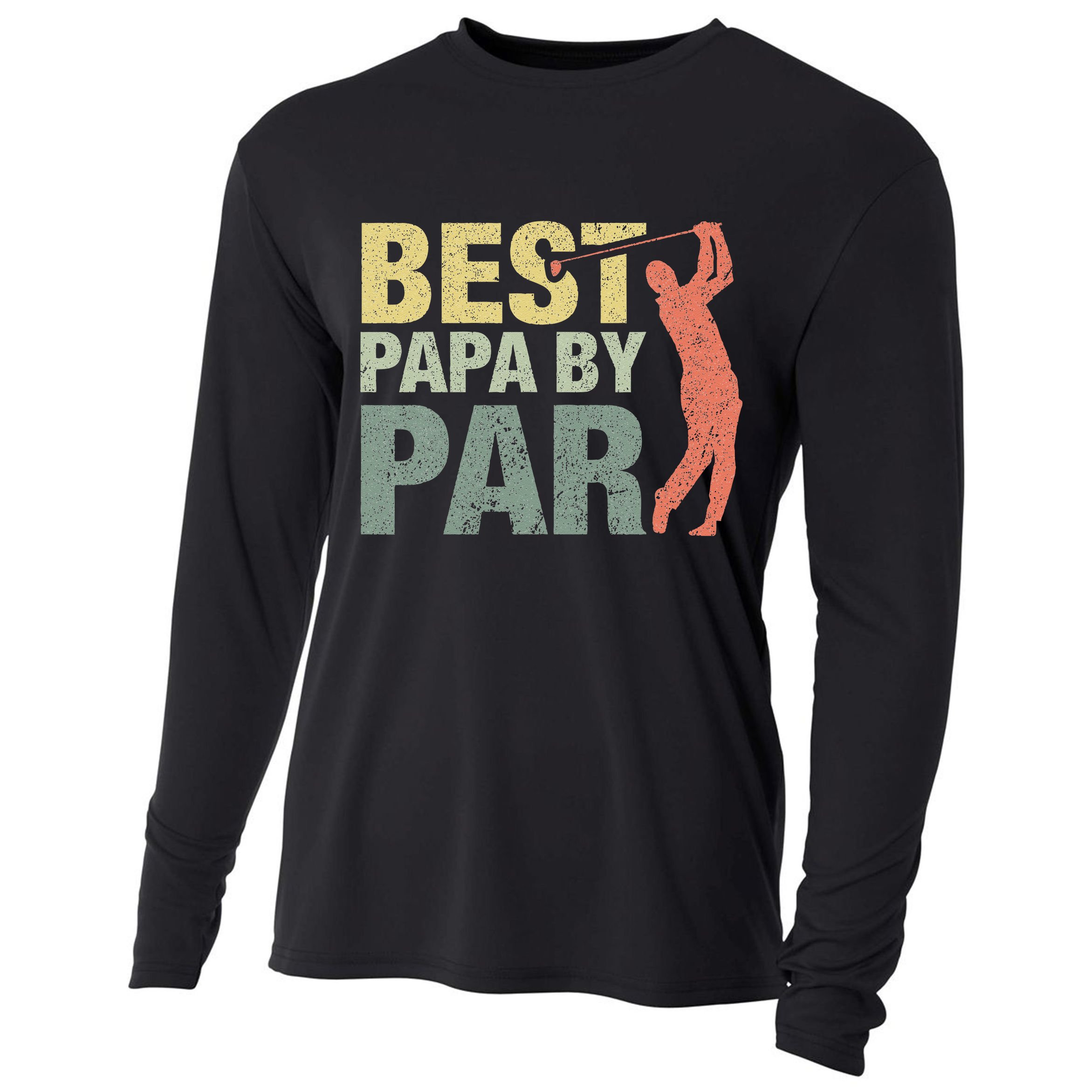 Funny Best Papa By Par Fathers Day Golf Gift Grandpa Cooling Performance Long Sleeve Crew