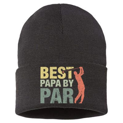 Funny Best Papa By Par Fathers Day Golf Gift Grandpa Sustainable Knit Beanie