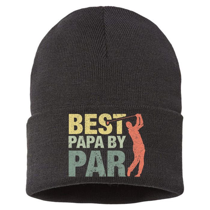 Funny Best Papa By Par Fathers Day Golf Gift Grandpa Sustainable Knit Beanie