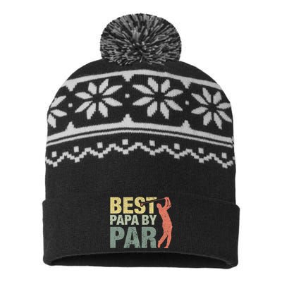 Funny Best Papa By Par Fathers Day Golf Gift Grandpa USA-Made Snowflake Beanie