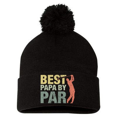 Funny Best Papa By Par Fathers Day Golf Gift Grandpa Pom Pom 12in Knit Beanie