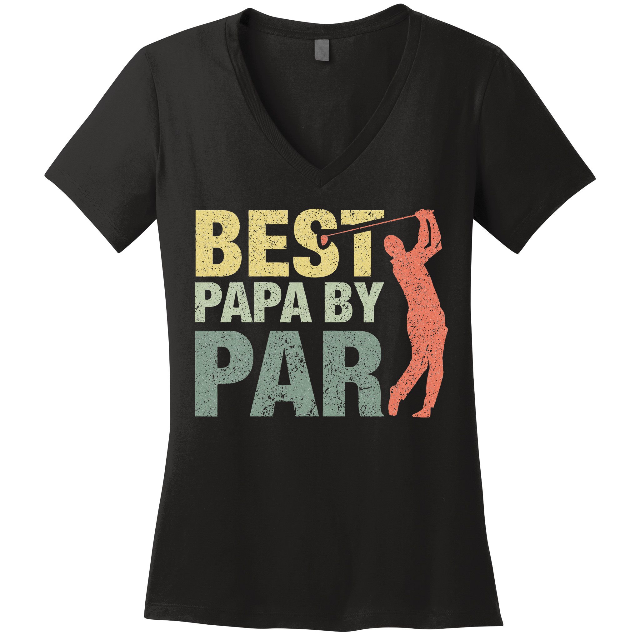 Funny Best Papa By Par Fathers Day Golf Gift Grandpa Women's V-Neck T-Shirt