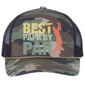 Funny Best Papa By Par Fathers Day Golf Gift Grandpa Retro Rope Trucker Hat Cap