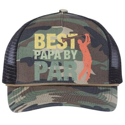 Funny Best Papa By Par Fathers Day Golf Gift Grandpa Retro Rope Trucker Hat Cap