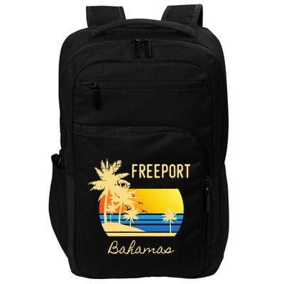 Freeport Bahamas Palm Tree Beach Retro Cool Sunset Surf Impact Tech Backpack