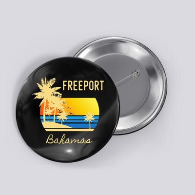 Freeport Bahamas Palm Tree Beach Retro Cool Sunset Surf Button