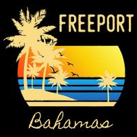 Freeport Bahamas Palm Tree Beach Retro Cool Sunset Surf Button