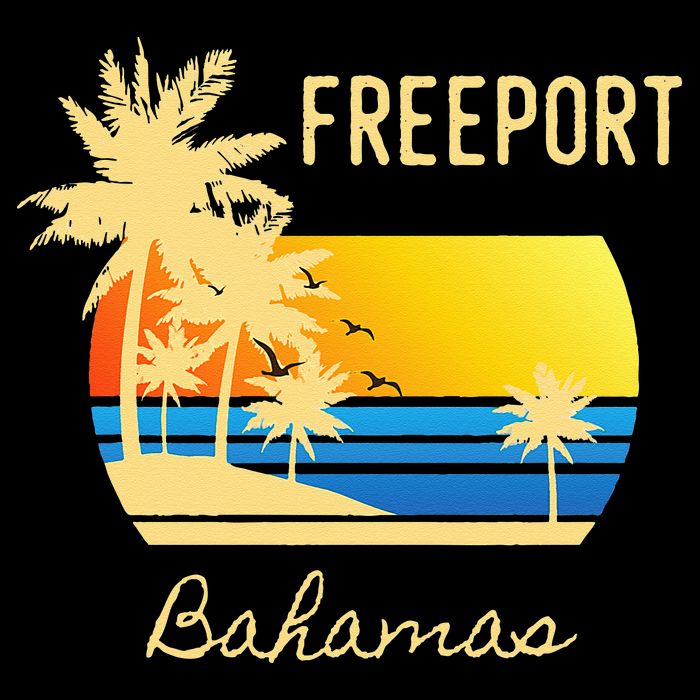 Freeport Bahamas Palm Tree Beach Retro Cool Sunset Surf Button