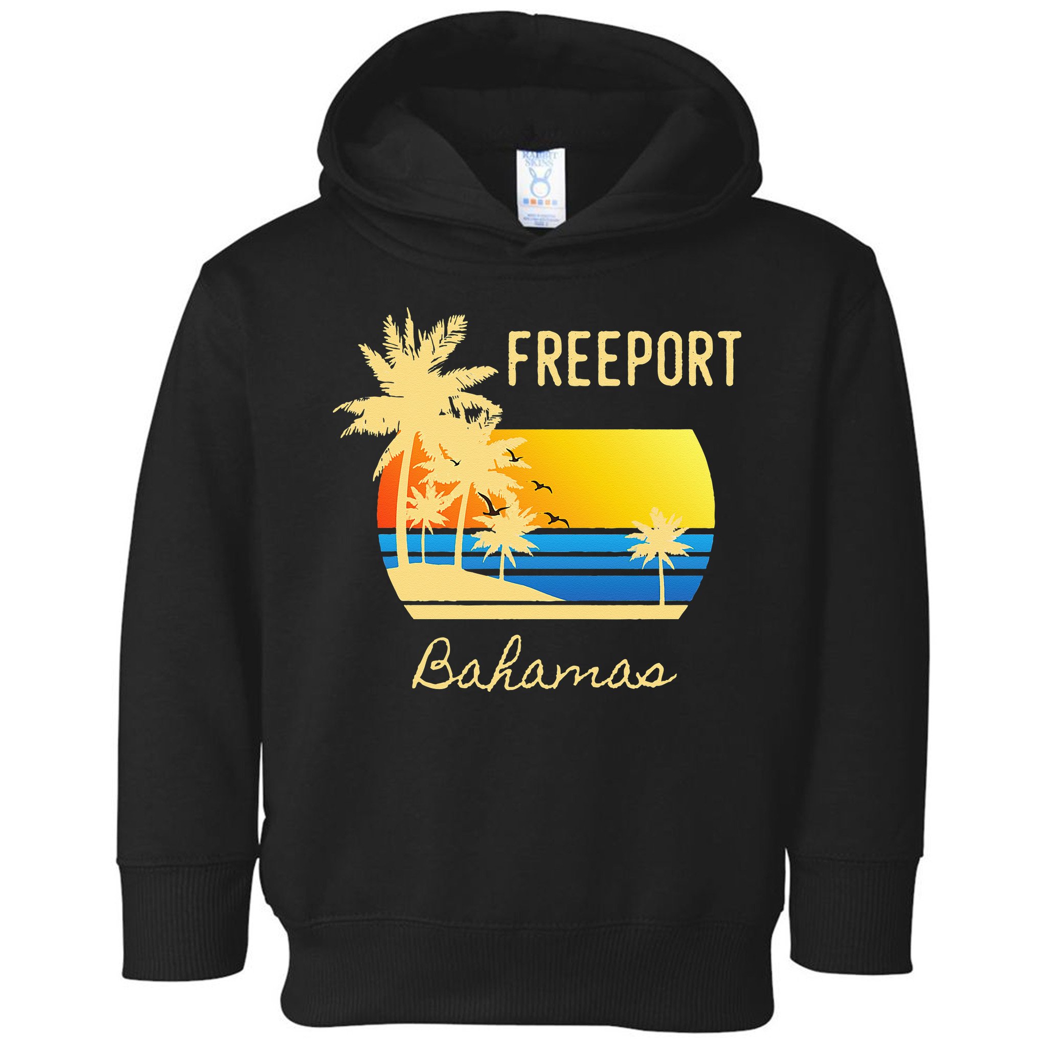 Freeport Bahamas Palm Tree Beach Retro Cool Sunset Surf Toddler Hoodie