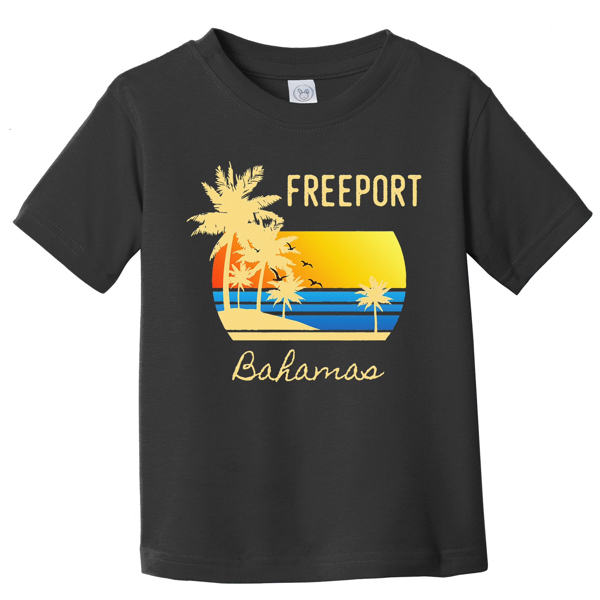 Freeport Bahamas Palm Tree Beach Retro Cool Sunset Surf Toddler T-Shirt