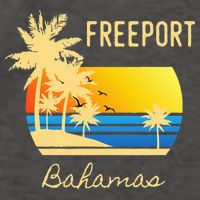 Freeport Bahamas Palm Tree Beach Retro Cool Sunset Surf Vector Backpack