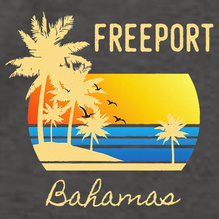 Freeport Bahamas Palm Tree Beach Retro Cool Sunset Surf Vector Backpack