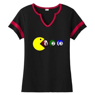 Funny Billiards Player Lover Snooker Gift Ladies Halftime Notch Neck Tee