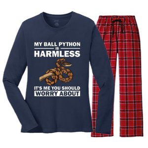 Funny Ball Python Design Snake Lover Men Women Boy Girl Women's Long Sleeve Flannel Pajama Set 