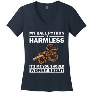 Funny Ball Python Design Snake Lover Men Women Boy Girl Women's V-Neck T-Shirt