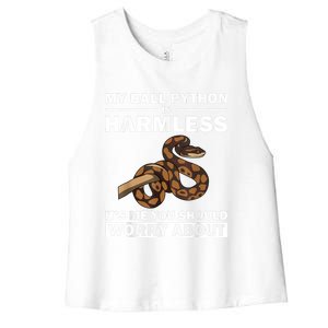 Funny Ball Python Design Snake Lover Men Women Boy Girl Women's Racerback Cropped Tank