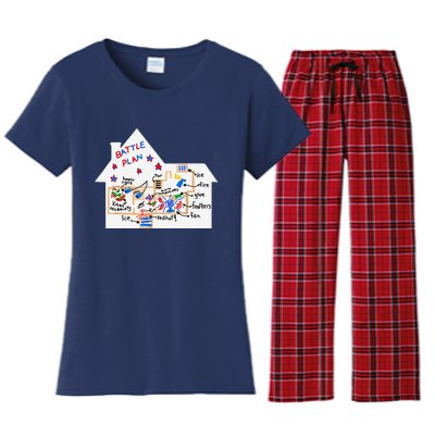 Funny Battle Plan Christmas Home Hand Dawn Alone Xmas Women's Flannel Pajama Set