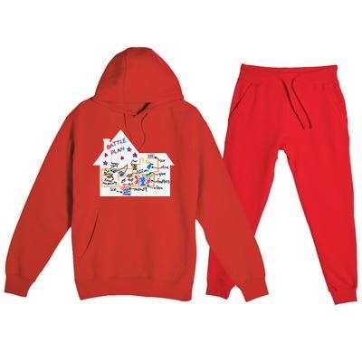 Funny Battle Plan Christmas Home Hand Dawn Alone Xmas Premium Hooded Sweatsuit Set