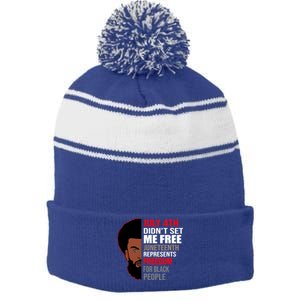 Freedom Black People Junenth Gift Stripe Pom Pom Beanie