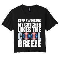 Funny Baseball Pitcher Pitching Women's Crop Top Tee