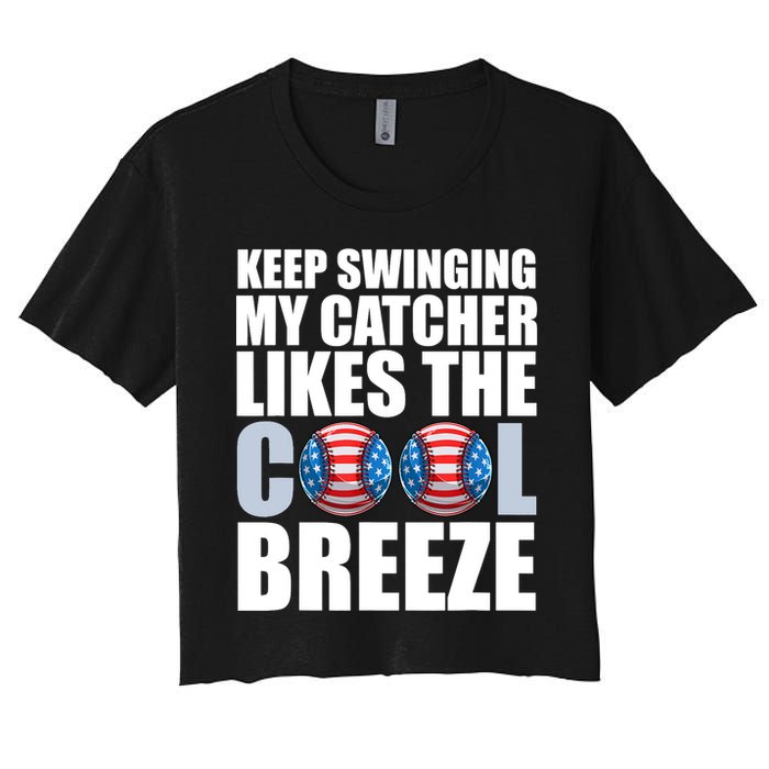 Funny Baseball Pitcher Pitching Women's Crop Top Tee