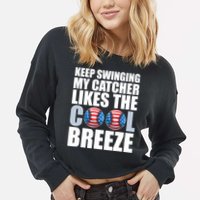 Funny Baseball Pitcher Pitching Cropped Pullover Crew