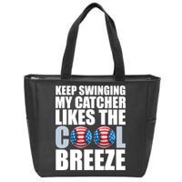 Funny Baseball Pitcher Pitching Zip Tote Bag