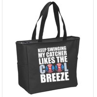 Funny Baseball Pitcher Pitching Zip Tote Bag