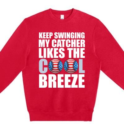 Funny Baseball Pitcher Pitching Premium Crewneck Sweatshirt