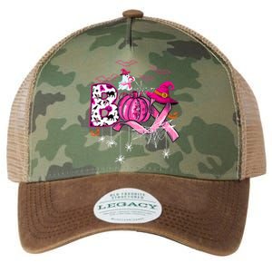 Funny Boo Pumpkin Witch Pink Ribbon Breast Cancer Halloween Legacy Tie Dye Trucker Hat