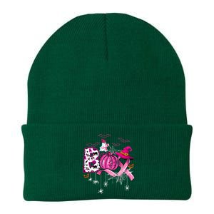 Funny Boo Pumpkin Witch Pink Ribbon Breast Cancer Halloween Knit Cap Winter Beanie