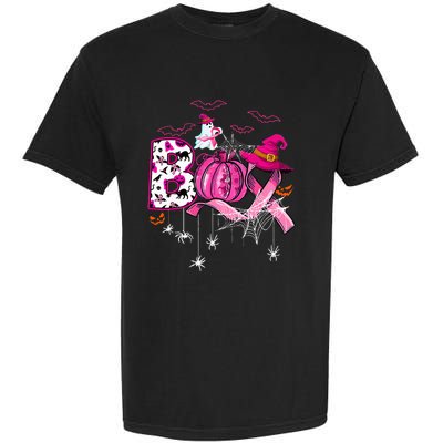 Funny Boo Pumpkin Witch Pink Ribbon Breast Cancer Halloween Garment-Dyed Heavyweight T-Shirt