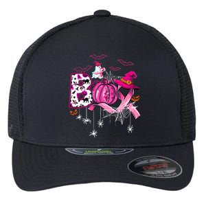 Funny Boo Pumpkin Witch Pink Ribbon Breast Cancer Halloween Flexfit Unipanel Trucker Cap