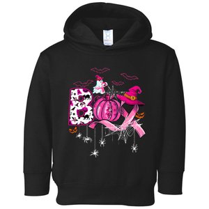 Funny Boo Pumpkin Witch Pink Ribbon Breast Cancer Halloween Toddler Hoodie