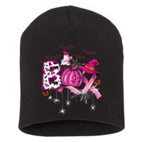 Funny Boo Pumpkin Witch Pink Ribbon Breast Cancer Halloween Short Acrylic Beanie