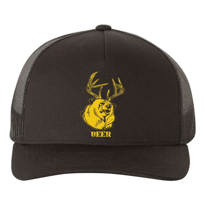 Funny Bear Plus Deer Equals Beer Deer Hunting USA Hunter Yupoong Adult 5-Panel Trucker Hat