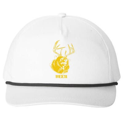 Funny Bear Plus Deer Equals Beer Deer Hunting USA Hunter Snapback Five-Panel Rope Hat