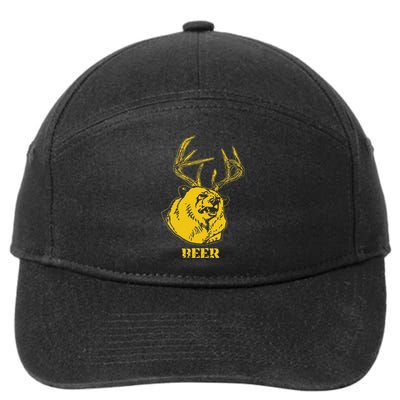 Funny Bear Plus Deer Equals Beer Deer Hunting USA Hunter 7-Panel Snapback Hat