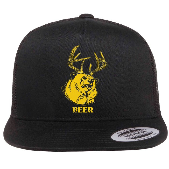 Funny Bear Plus Deer Equals Beer Deer Hunting USA Hunter Flat Bill Trucker Hat