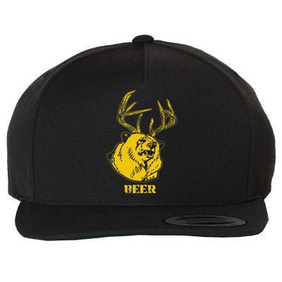 Funny Bear Plus Deer Equals Beer Deer Hunting USA Hunter Wool Snapback Cap