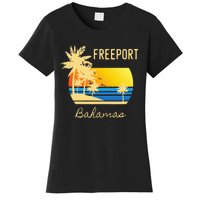 Freeport Bahamas Palm Tree Beach Retro Cool Sunset Surf Women's T-Shirt